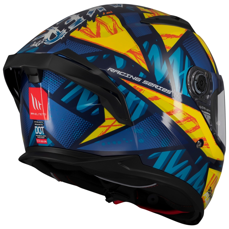 MT Braker SV Fury integralus motociklininko šalmas mėlynai geltonas