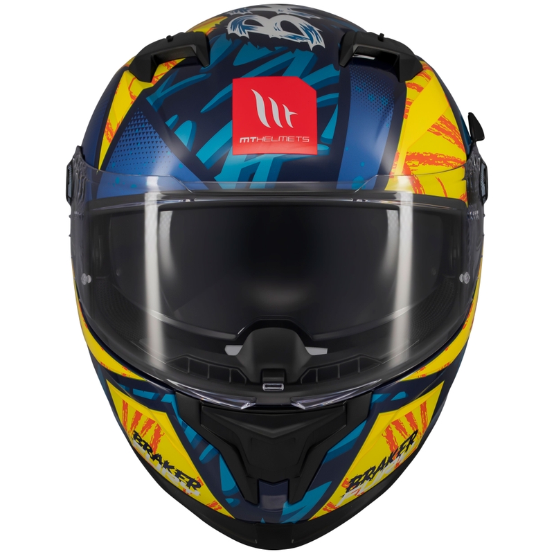 MT Braker SV Fury integralus motociklininko šalmas mėlynai geltonas