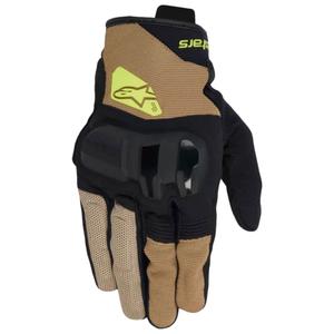 Alpinestars Chrome V2 motociklininko pirštinės tamsiai chaki-juoda-geltona