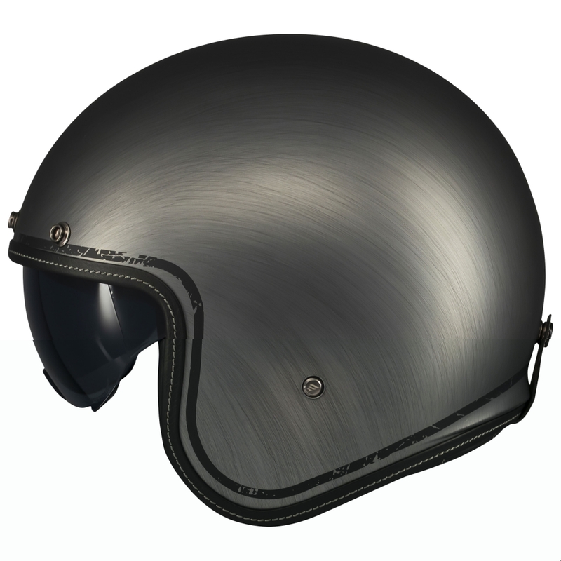 MT Le Mans 2 SV subraižytas chromo atviras motociklininko šalmas matinės pilkos spalvos