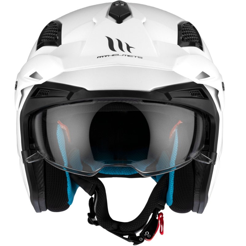 MT District SV Solid White Open Trial motociklininko šalmas