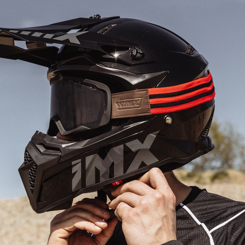 Motokroso akiniai "iMX Endurance Rust" juodai raudoni su dūminiu stiklu