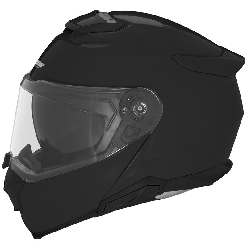 Atlenkiamas motociklo šalmas NOX N967, blizgiai juodas