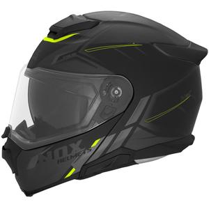 Atlenkiamas motociklo šalmas NOX N967 Synchro matinės juodos-fluorescencinės geltonos spalvos