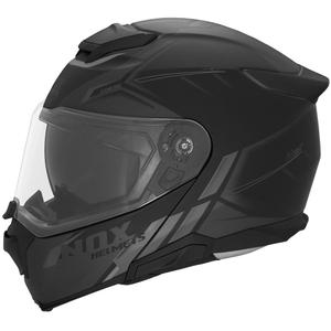 Atlenkiamas motociklo šalmas NOX N967 Synchro matinės juodos-pilkos spalvos