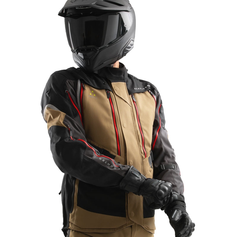 Rebelhorn Hardy 3.0 smėlio, pilkai raudona motociklininko striukė