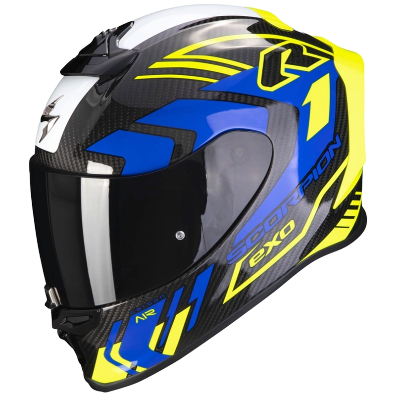 Integruotas šalmas Scorpion EXO-R1 EVO Carbon Air Supra juoda-fluo geltonai mėlyna