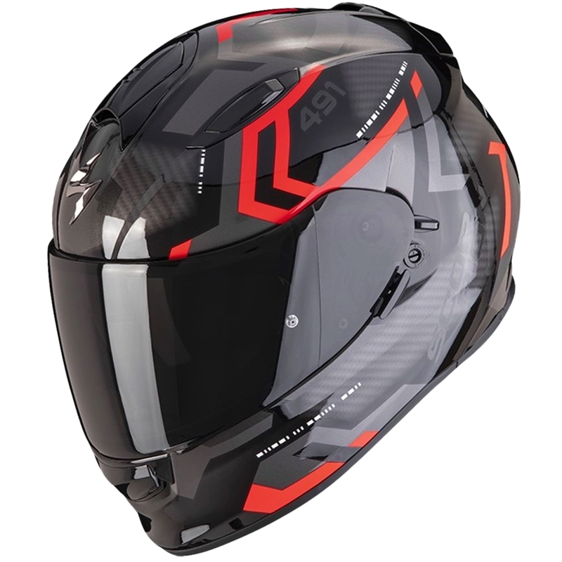 Integruotas motociklininko šalmas SCORPION EXO-491 SPIN juodas-raudonas išpardavimas
