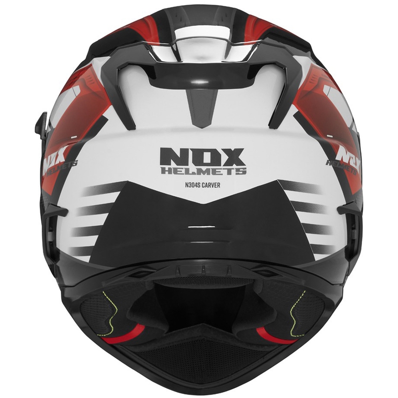 Integruotas motociklininko šalmas NOX N304S CARVER juoda-balta-raudona