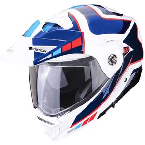 Motociklininko šalmas SCORPION ADX-2 CAMINO pearl baltai-mėlynai-raudonas išpardavimas