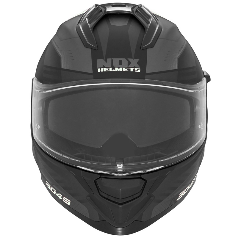 Integruotas motociklininko šalmas NOX N304S CARVER matinės juodos ir baltos spalvos