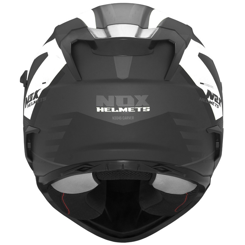 Integruotas motociklininko šalmas NOX N304S CARVER matinės juodos ir baltos spalvos