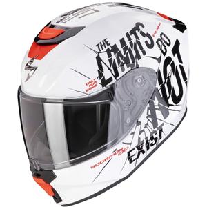 Vaikiškas motociklininko šalmas Scorpion EXO-JNR AIR BOUM baltai juodas išpardavimas