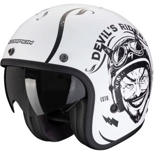 Atviras motociklininko šalmas Scorpion Belfast Evo ROMEO matinės juodos ir baltos spalvos išpardavimas