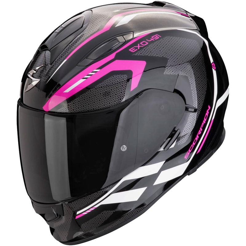 Integruotas motociklininko šalmas Scorpion EXO-491 KRIPTA juoda-rožinė-balta
