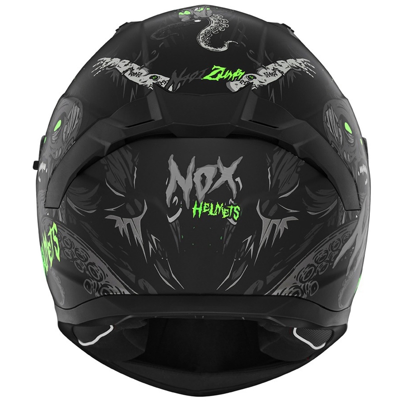 Integruotas motociklininko šalmas NOX N401 ZUMBI matinis juodas-fluo žalias