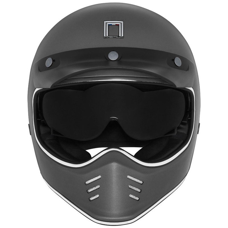 Integruotas motociklininko šalmas NOX PREMIUM SEVENTY II titanas