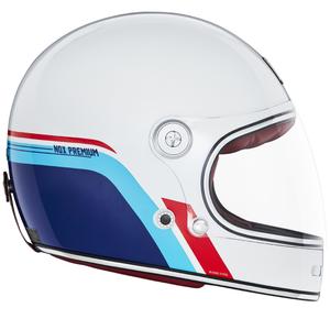 Integruotas motociklininko šalmas NOX PREMIUM REVENGE baltai-mėlynai-raudonas