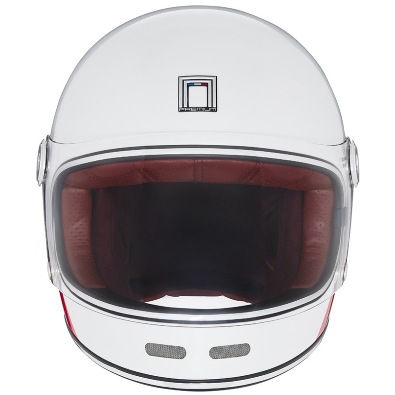Integruotas motociklininko šalmas NOX PREMIUM REVENGE baltai-mėlynai-raudonas