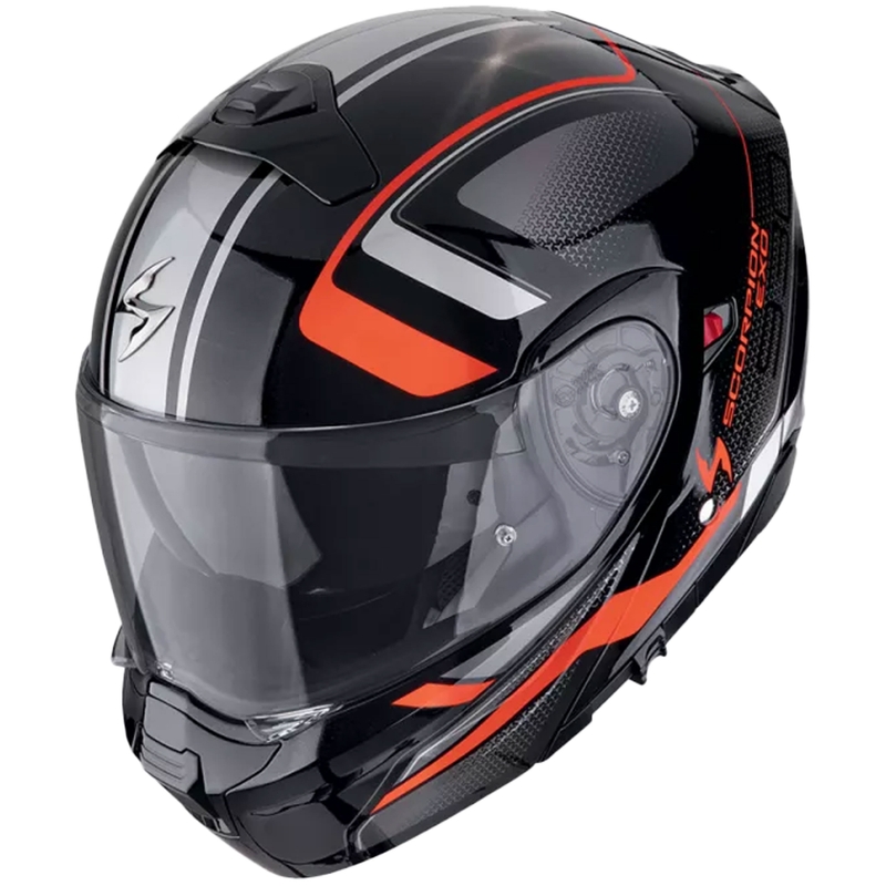 Modulinis motociklininko šalmas Scorpion EXO-930 EVO ARDENS metalinis juodai raudonas