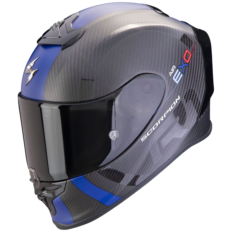 Integruotas šalmas Scorpion EXO-R1 EVO CARBON AIR MG matinis juodai mėlynas