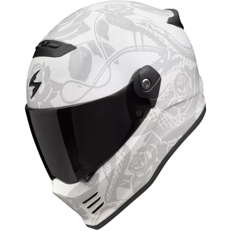 Integruotas motociklininko šalmas Scorpion Covert FX Dragon matinis pilkai sidabrinis
