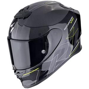 Integruotas motociklininko šalmas Scorpion EXO-R1 EVO CARBON AIR CYNERGY juoda-fluo geltona