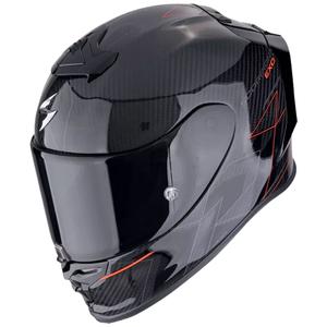 Integruotas motociklininko šalmas Scorpion EXO-R1 EVO CARBON AIR CYNERGY juodai raudonas