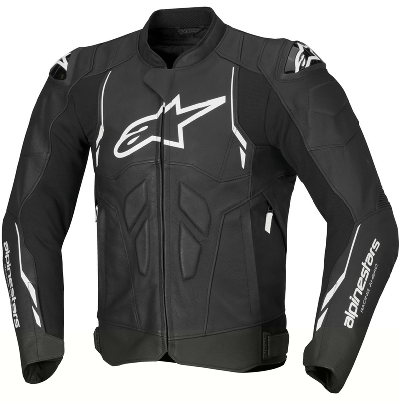"Alpinestars Dusk" juodai balta odinė motociklo striukė