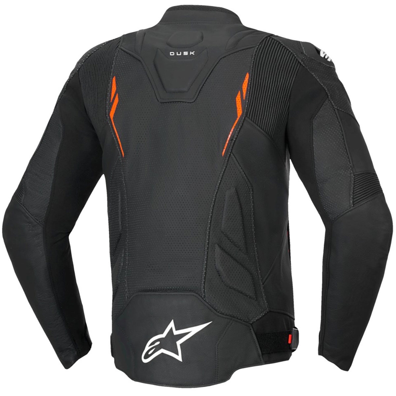 Alpinestars Dusk Airflow Black-Fluo Red odinė motociklininko striukė