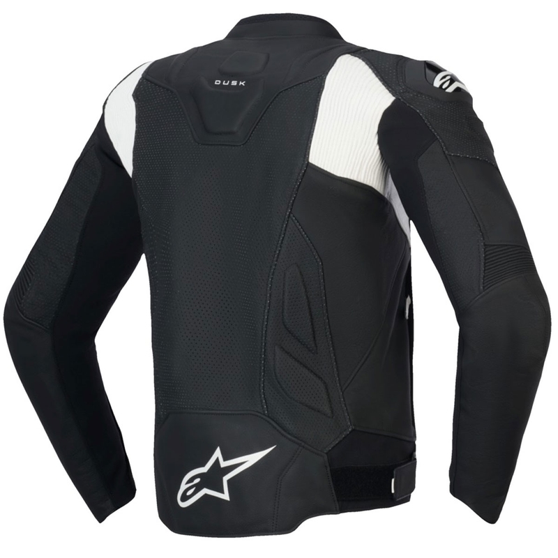 "Alpinestars Dusk Airflow" juodai balta odinė motociklininko striukė