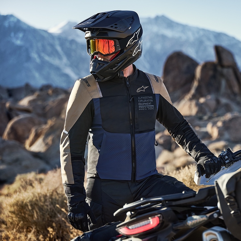 Alpinestars ST-2 Air tamsiai mėlyna-tamsiai chaki-juoda motociklininko striukė