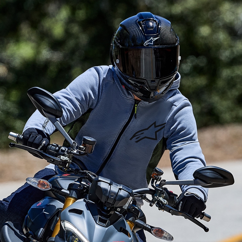 Alpinestars Chrome Air Sport Grey-Black-Dark Khaki motociklininko džemperis su gobtuvu
