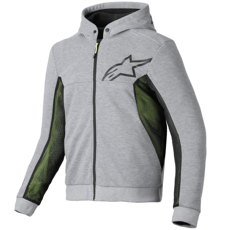 Alpinestars Chrome Air Sport Grey-Black-Dark Khaki motociklininko džemperis su gobtuvu