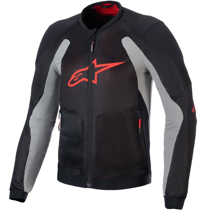 "Alpinestars TROOP-AIR" juoda-šviesiai pilka-raudona motociklininko striukė