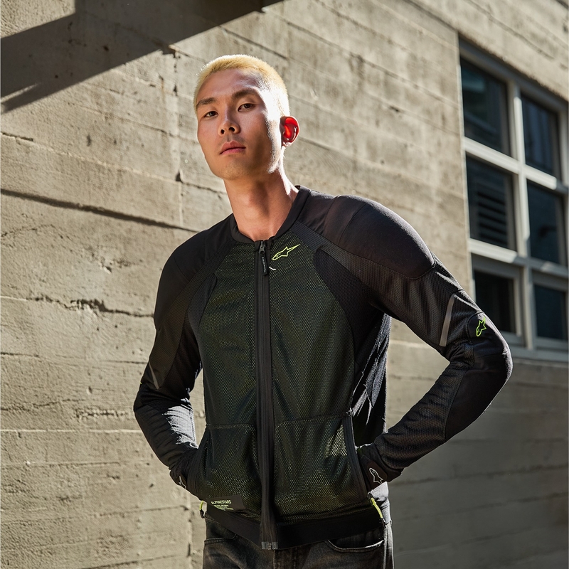 Alpinestars TROOP-AIR juoda-fluo geltona motociklininko striukė