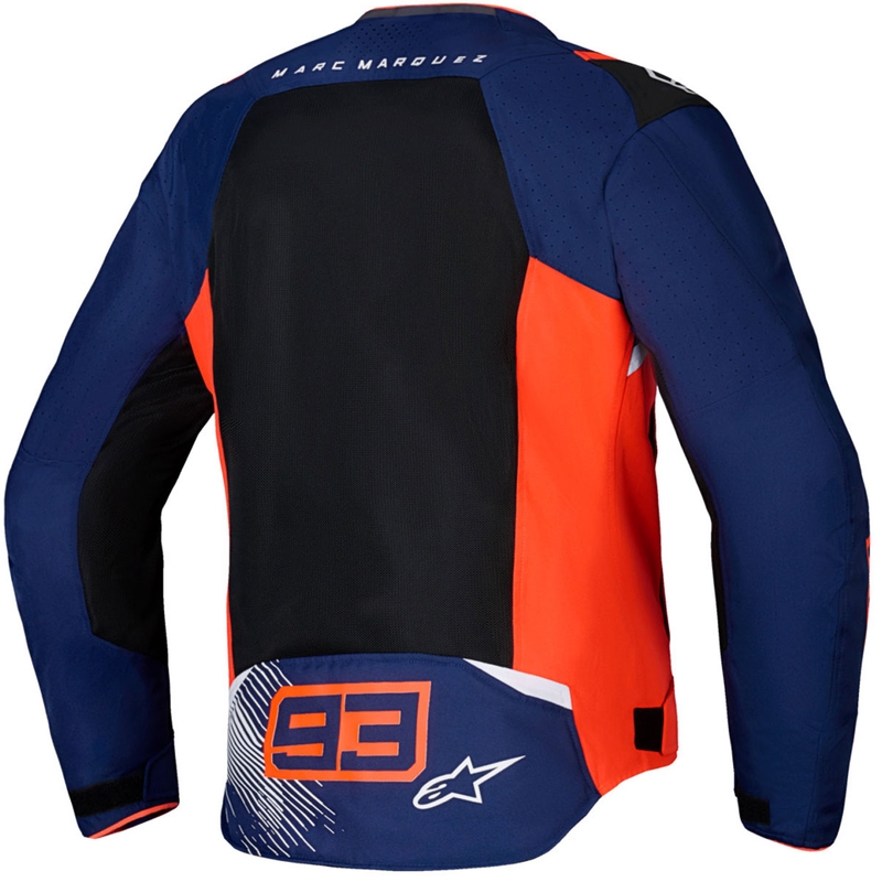 Alpinestars T-SPS Air V2 MM93 collection fluo raudona-mėlyna-juoda-balta motociklininko striukė