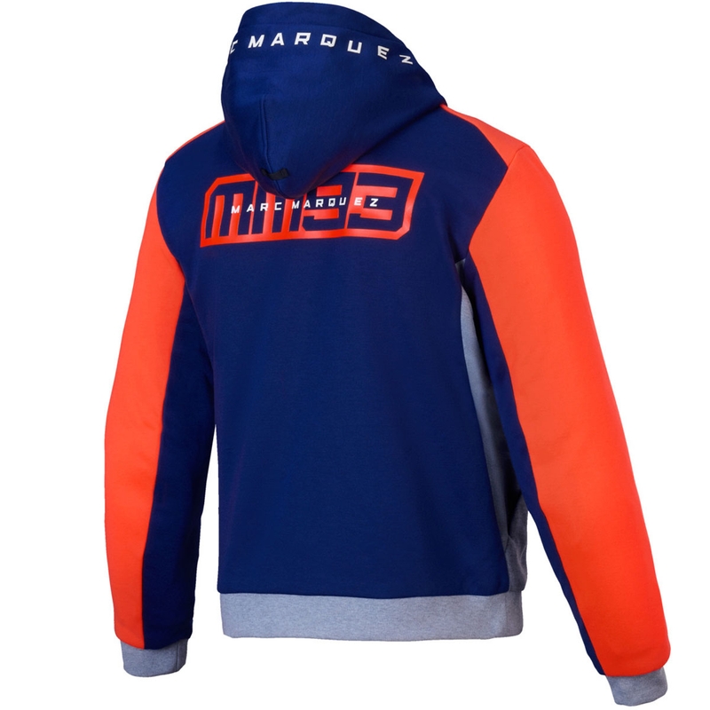 "Alpinestars Chrome V2 Sport Hoodie MM93 collection light grey-blue-fluo red