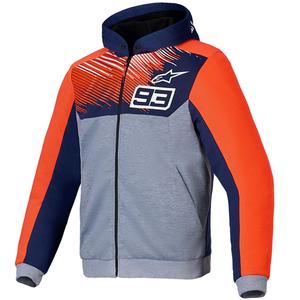 "Alpinestars Chrome V2 Sport Hoodie MM93 collection light grey-blue-fluo red