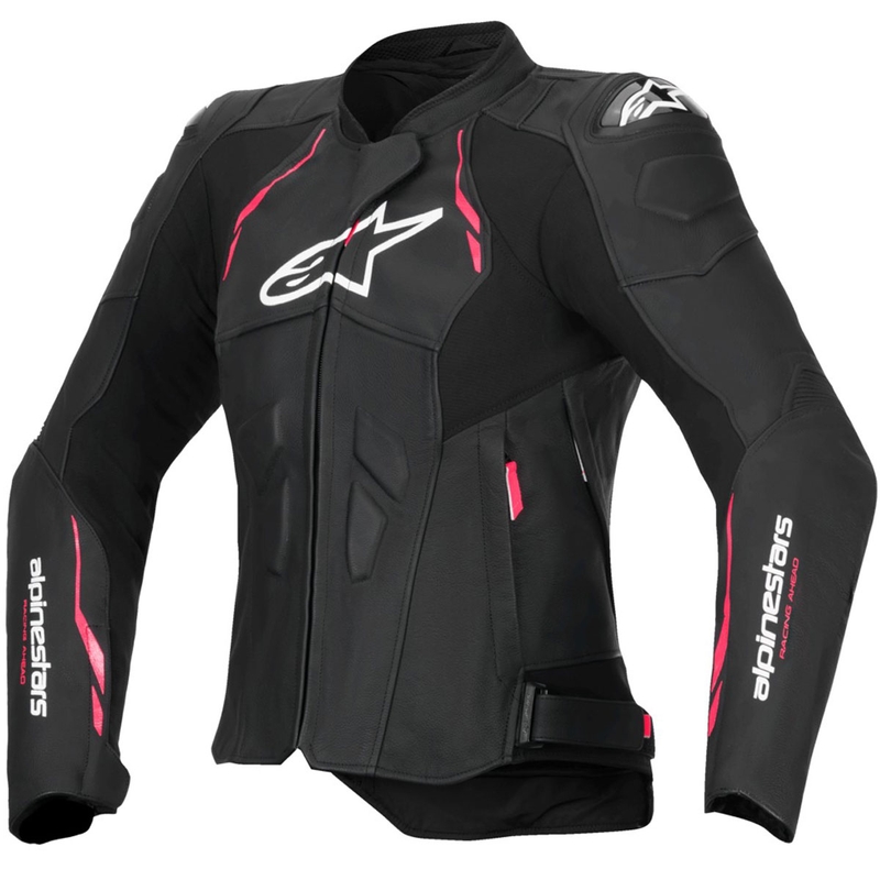 Alpinestars Stella Dusk Moterų odinė motociklininko striukė juoda, rožinė ir balta