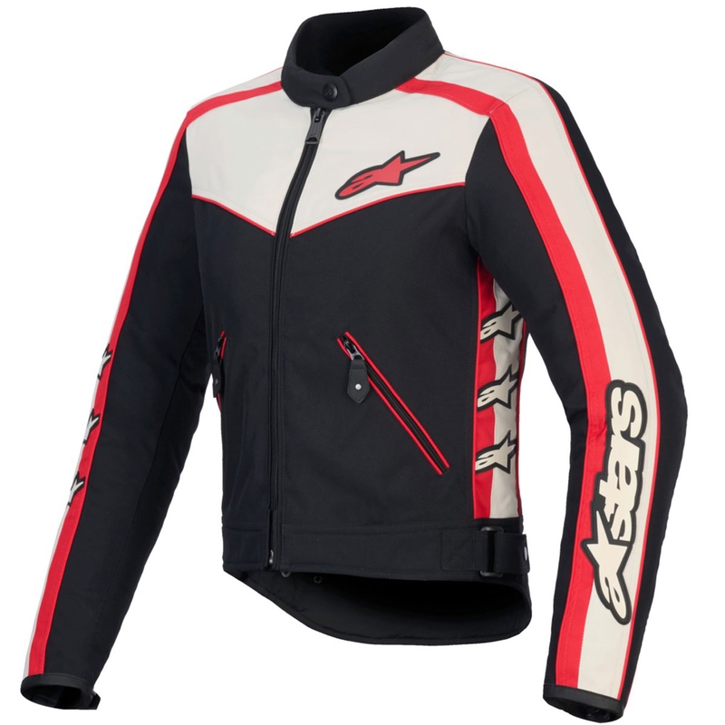 "Alpinestars" moterų "Stella T-Dyno" vandeniui atspari juoda smėlio spalvos raudona motociklininko striukė