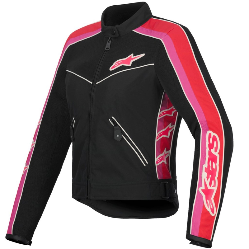 "Alpinestars" moteriška STELLA T-DYNO AIR juoda, raudona, rožinė ir balta motociklininko striukė