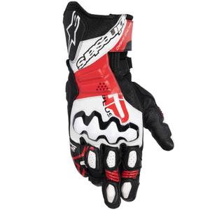 Alpinestars GP Plus R V3 motociklininko pirštinės juodos, baltos ir raudonos spalvos