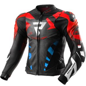 Rebelhorn Inferno Juoda-mėlyna-balta-raudona odinė motociklininko striukė