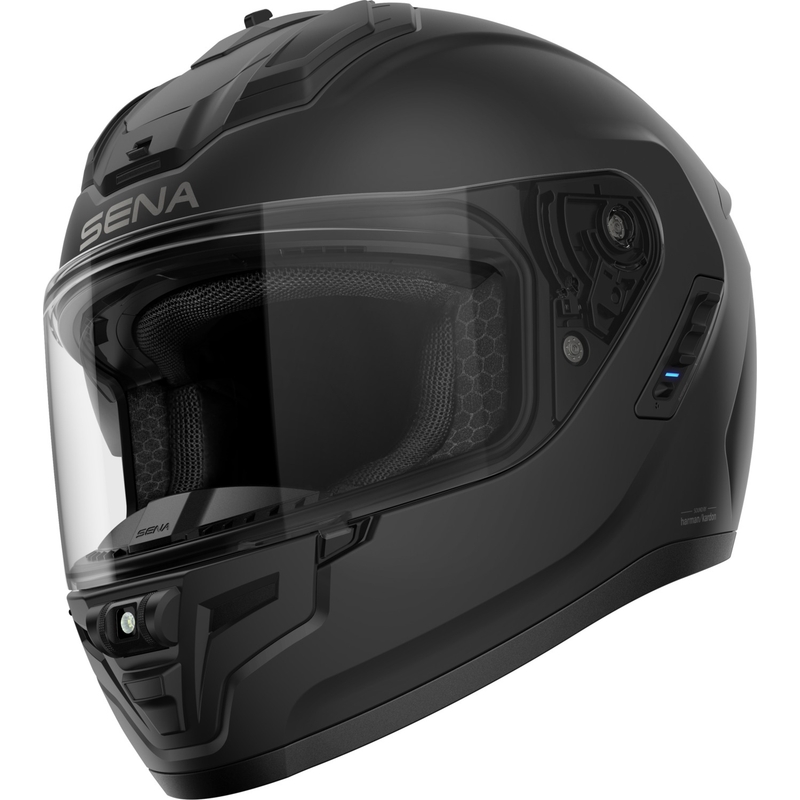 SENA uždaras motociklo šalmas su „Phantom“ ausinėmis, blizgiai juodas