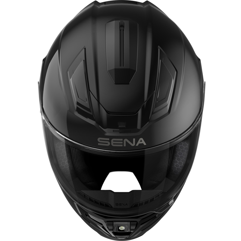 SENA uždaras motociklo šalmas su „Phantom“ ausinėmis, blizgiai juodas