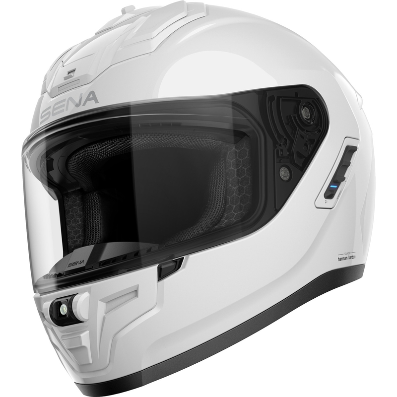 SENA integralus motociklininko šalmas su "Phantom" ausinėmis baltos spalvos