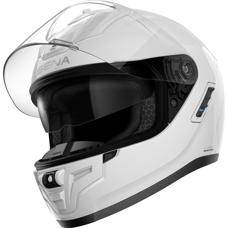 SENA integralus motociklininko šalmas su "Phantom" ausinėmis baltos spalvos