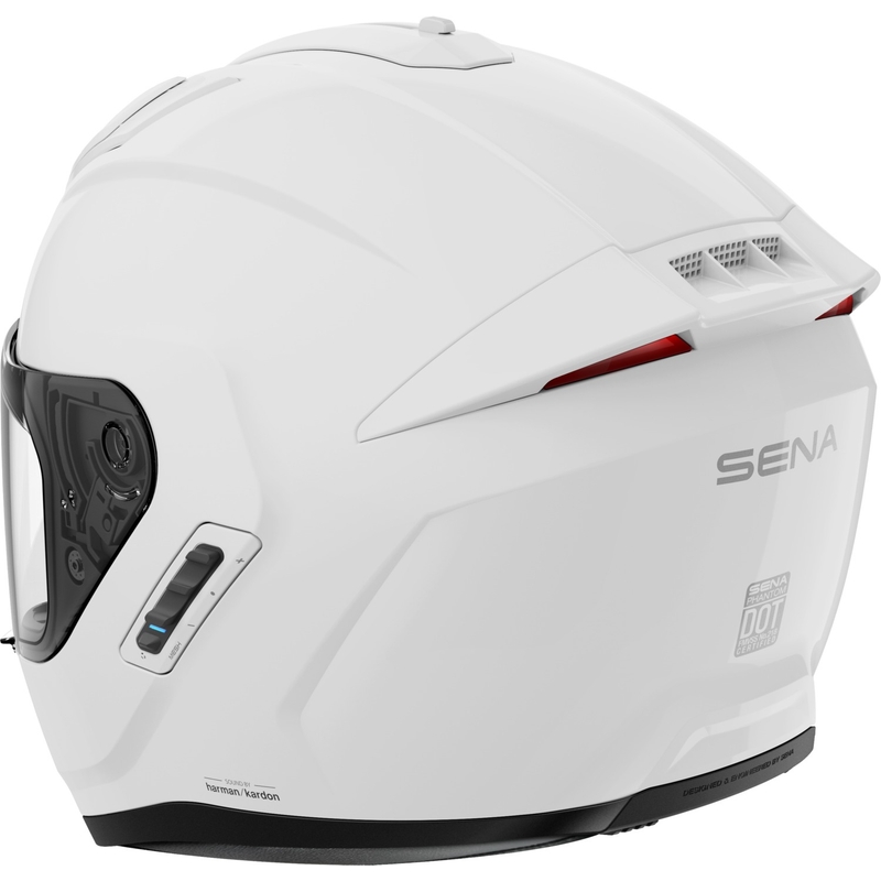 SENA integralus motociklininko šalmas su "Phantom" ausinėmis baltos spalvos