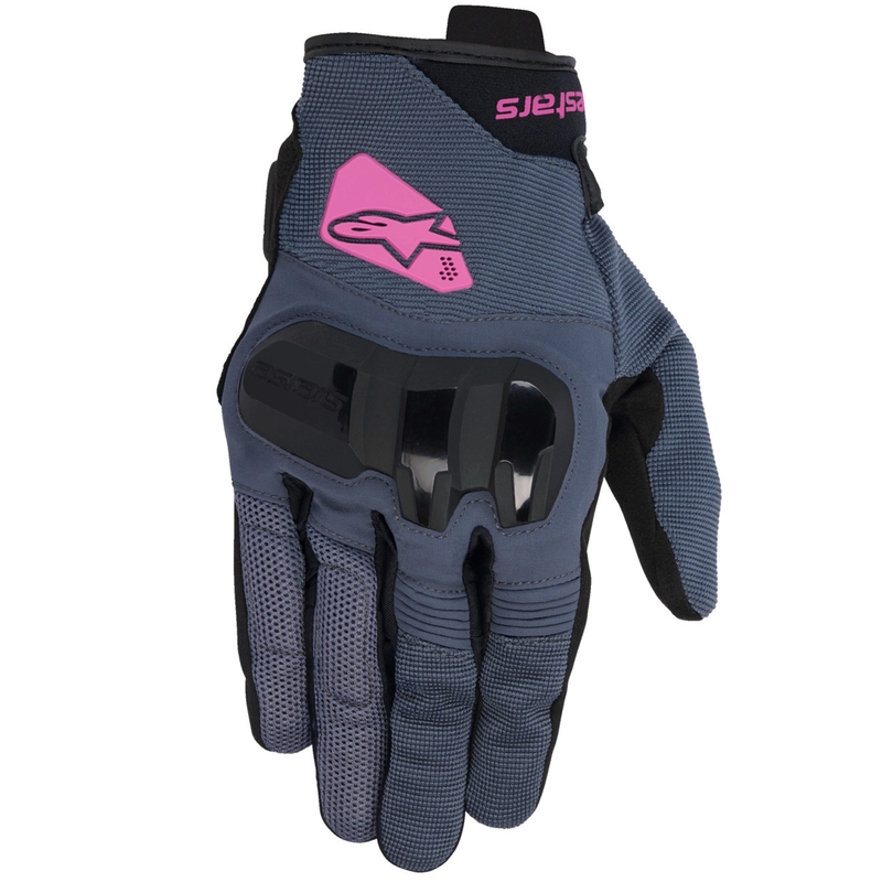 Alpinestars Chrom V2 tamsiai pilkos-juodos-violetinės moteriškos motociklininko pirštinės